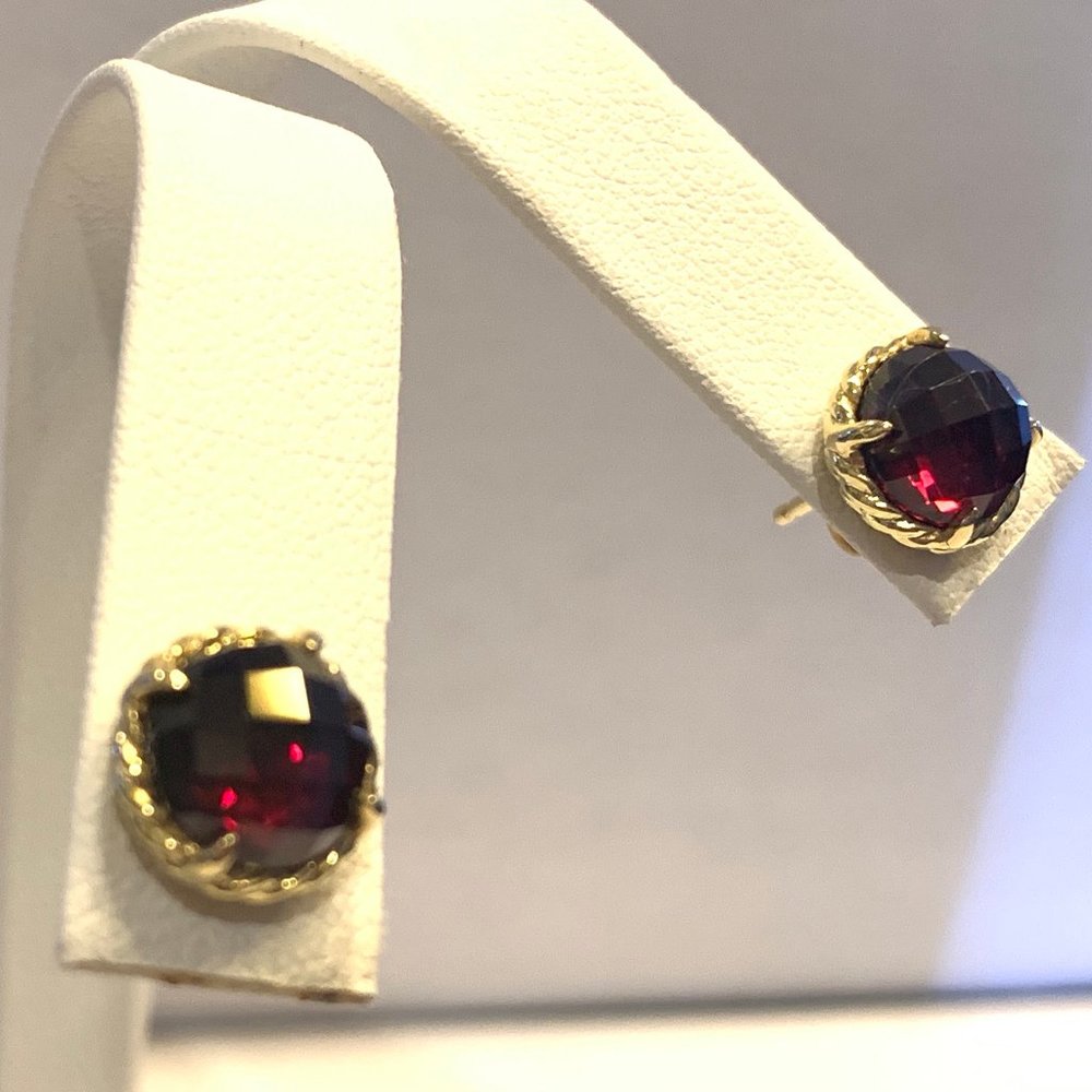 David Yurman 18K Gold Garnet Chatelaine Earrings